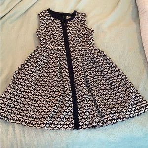 Crew Cuts Navy & White bird linen lined dress. 8